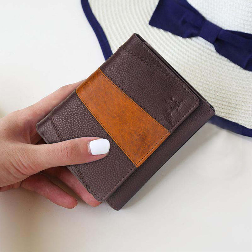 Women Handbag Stylish Women Convertible Clutch Purse Wallet RFID Blocking Trifold Card Holder Ladies Clutch With ID Window (Dark Brown)