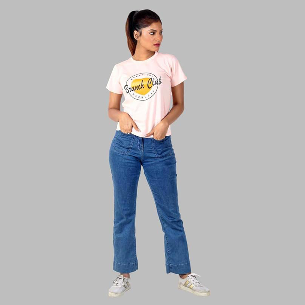 Women's Short Sleeve Casual Tee T-shirt Summer Casual Crewneck Half Sleeve Tees Cute Print Tunic Tops_Pink