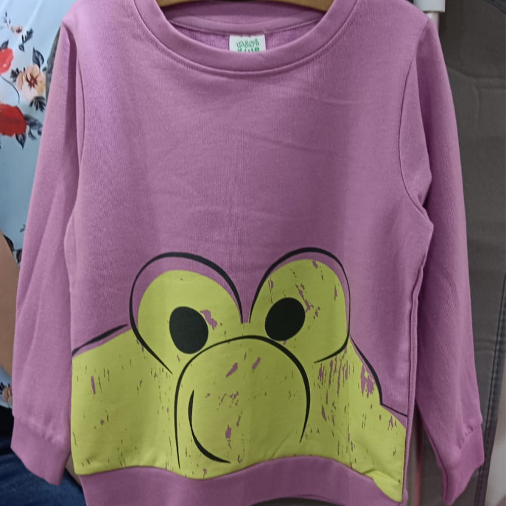 MINI KLUB Girls Graphic Printed Purple Sweat shirt