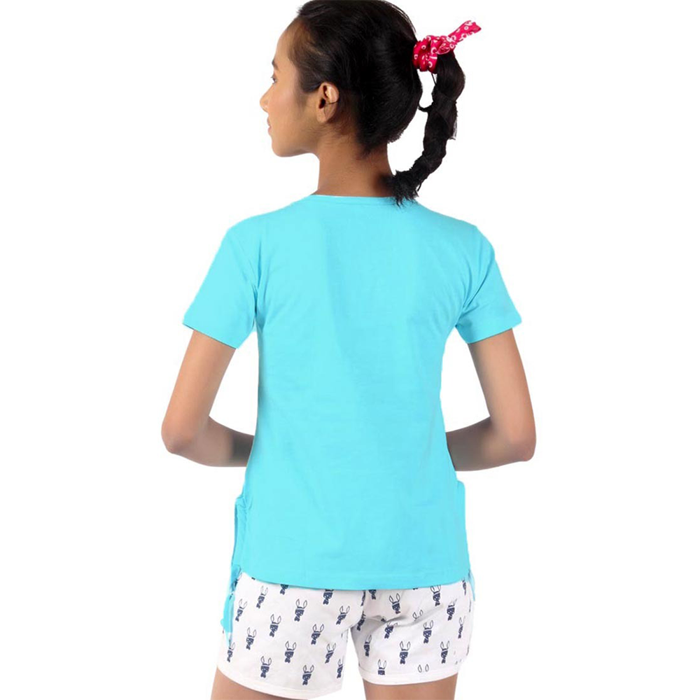 Toddlers,And Girls'Short-Sleeve Crew Neck Soft Graphic Print Tunic Tee Shirts Fashion Tops_Sky Blue