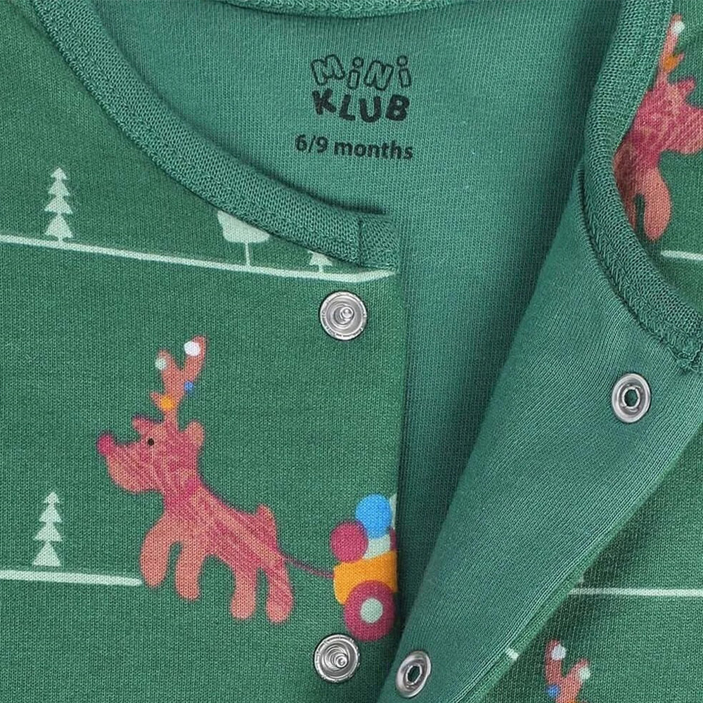 MINI KLUB Green Print Casual Boys Regular Fit Sleepsuit
