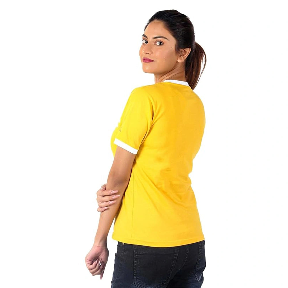 Women Half Sleeve Cropped T-Shirts Drop Shoulder Round Neck Crop Tops Casual Summer Solid Color Basic Tees_Yellow