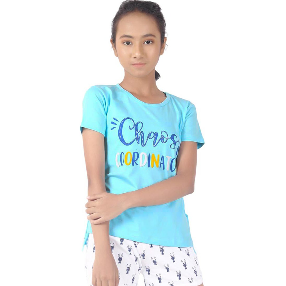 Toddlers,And Girls'Short-Sleeve Crew Neck Soft Graphic Print Tunic Tee Shirts Fashion Tops_Sky Blue