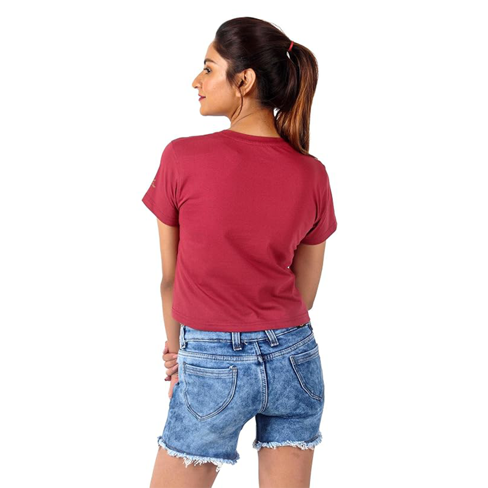 Women's Short Sleeve Casual Tee T-shirt Summer Casual Crewneck Half Sleeve Tees Cute Print Tunic Tops_Maroon