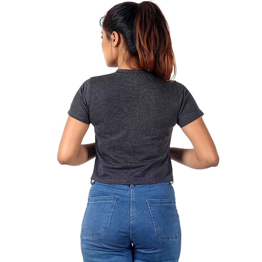 Women's Cotton Workout Crop Tops Short Sleeve Yoga Shirts Casual Athletic Running T-Shirts_Grey
