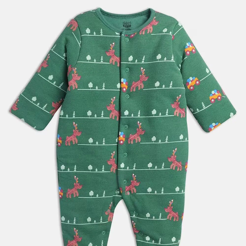 MINI KLUB Green Print Casual Boys Regular Fit Sleepsuit