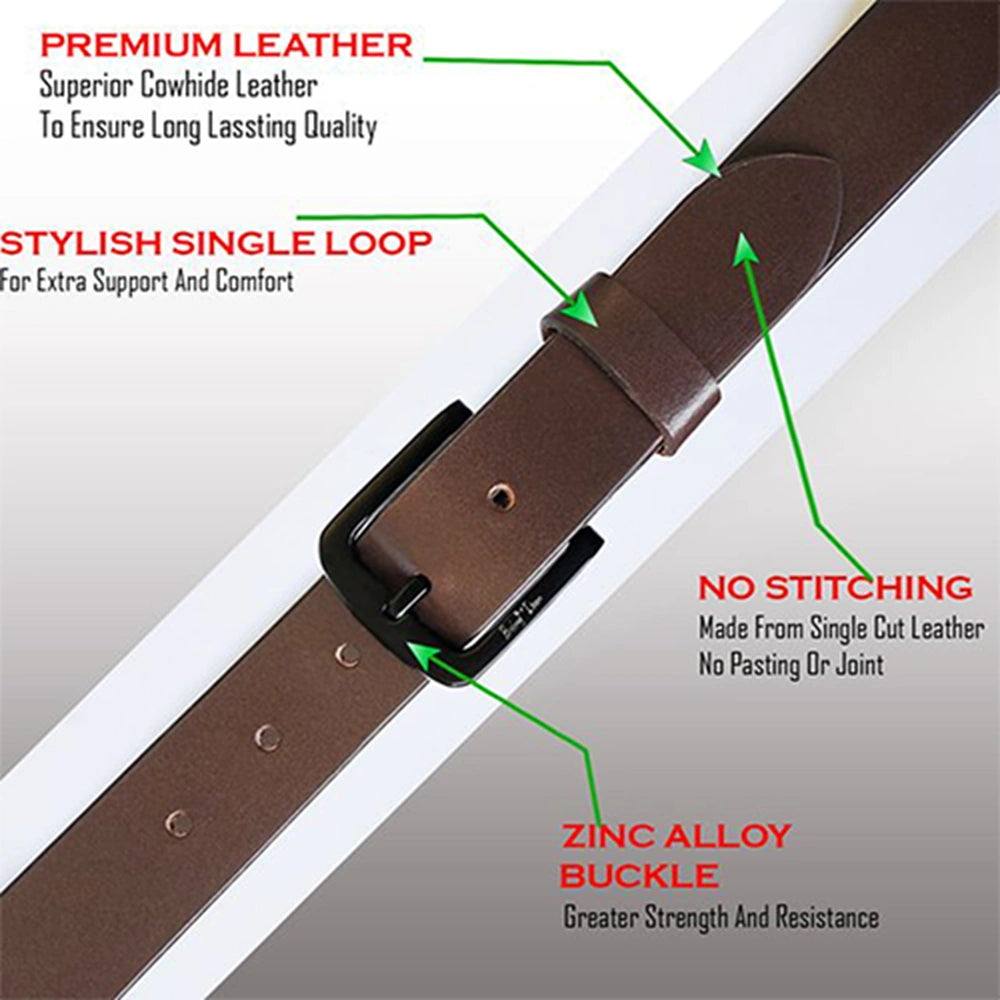 Genuine Men's Leather Belt, Full Grain Leather, Casual Jeans Leather Belts for Men,Hand Made Mens Casual Belts With Heavy Duty Metal Buckle_Handmilled_Handmilled