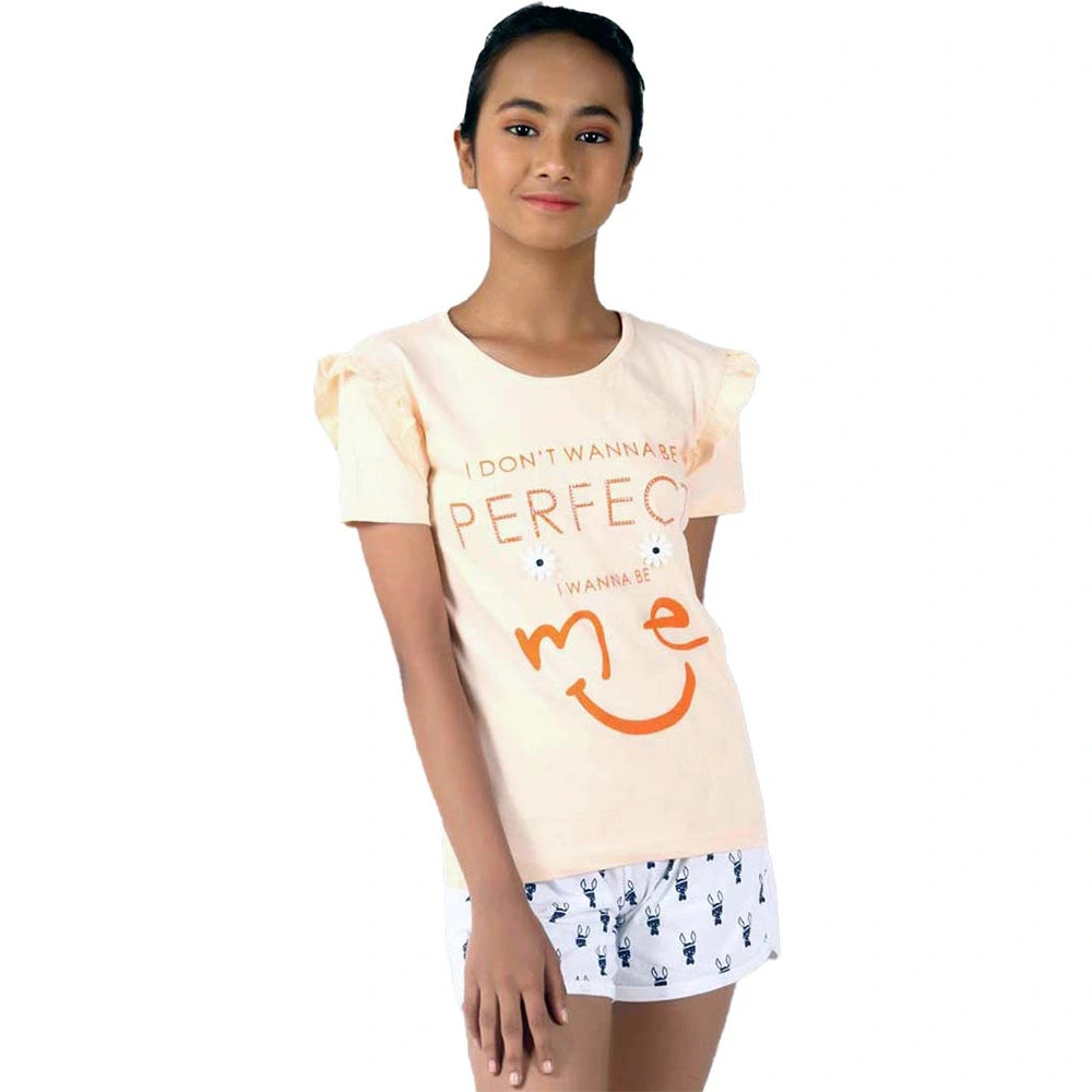 Toddlers,And Girls'Short-Sleeve Crew Neck Soft Graphic Print Tunic Tee Shirts Fashion Tops_Orange