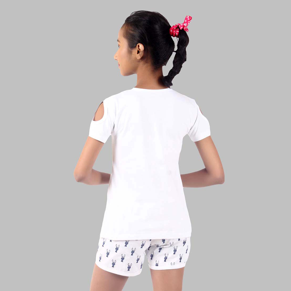 Toddlers,And Girls'Short-Sleeve Crew Neck Soft Graphic Print Tunic Tee Shirts Fashion Tops_White