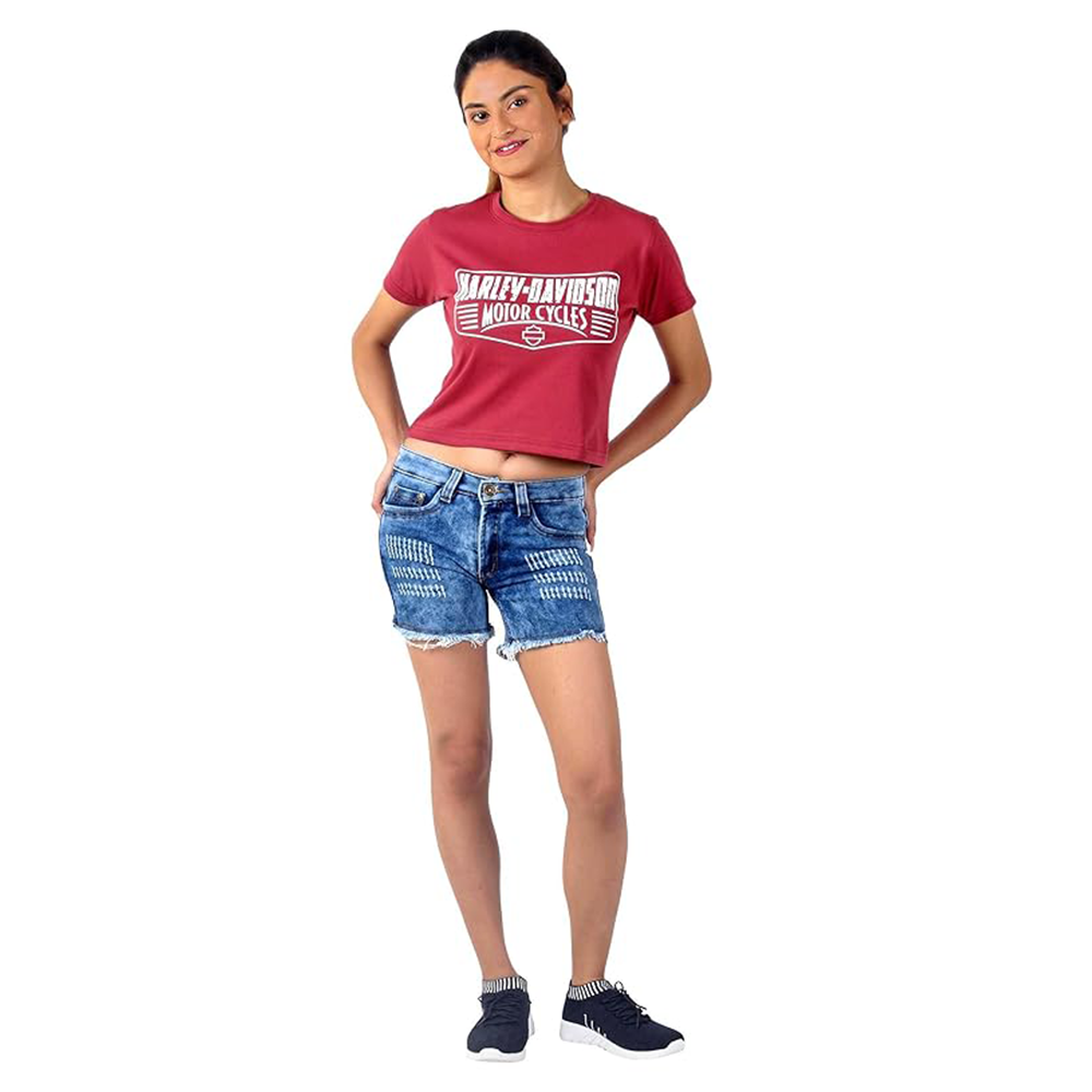 Women's Short Sleeve Casual Tee T-shirt Summer Casual Crewneck Half Sleeve Tees Cute Print Tunic Tops_Maroon