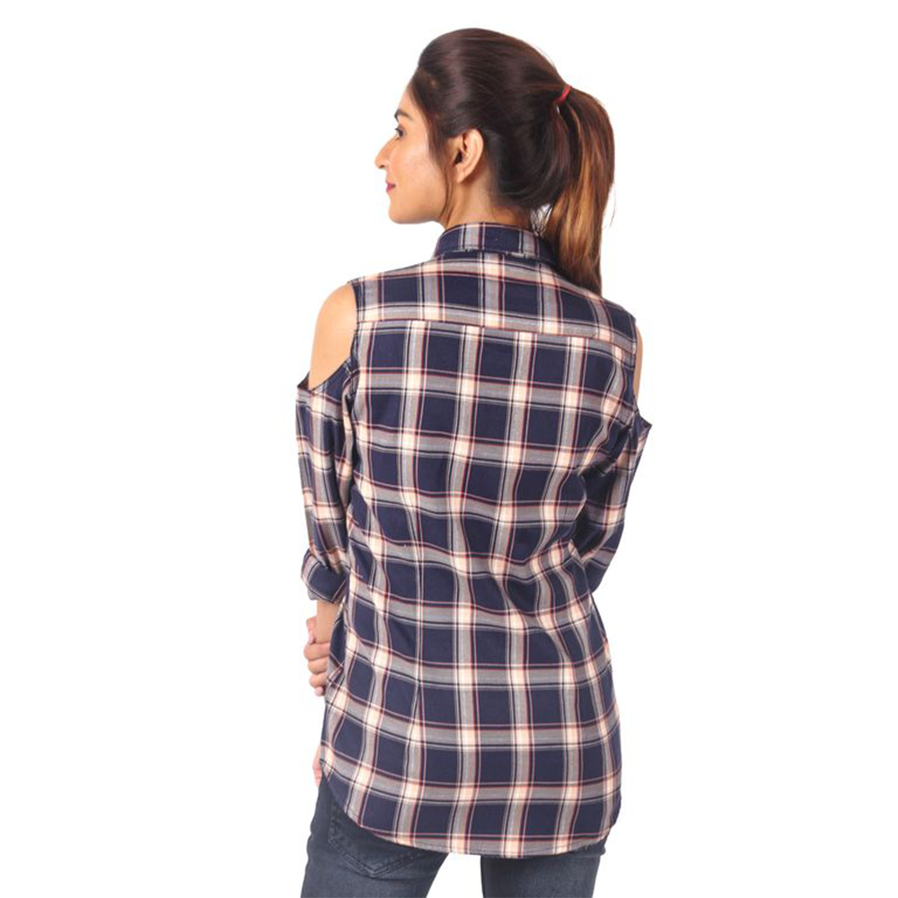 Women's Regular Fit Long Sleeve Casual Shirt Pure Cotton Check Shirt For Girl