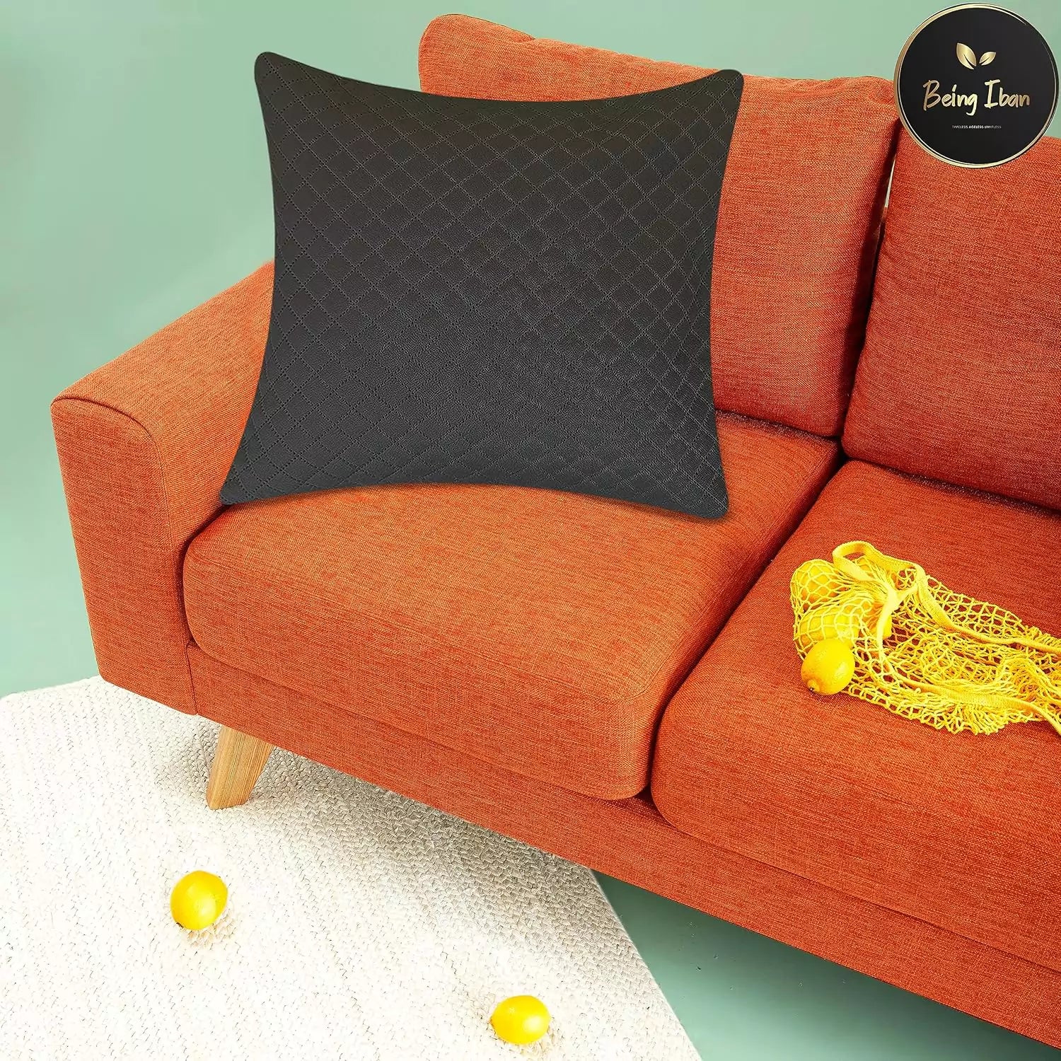 Cream Tropical Turquoise Ginkgo Leaves Throw Pillow Cover -16x 16 Inch Velvet Plant Leaves Cushion Cover -Set Of 4 Square Hidden Zipper Cushion Case