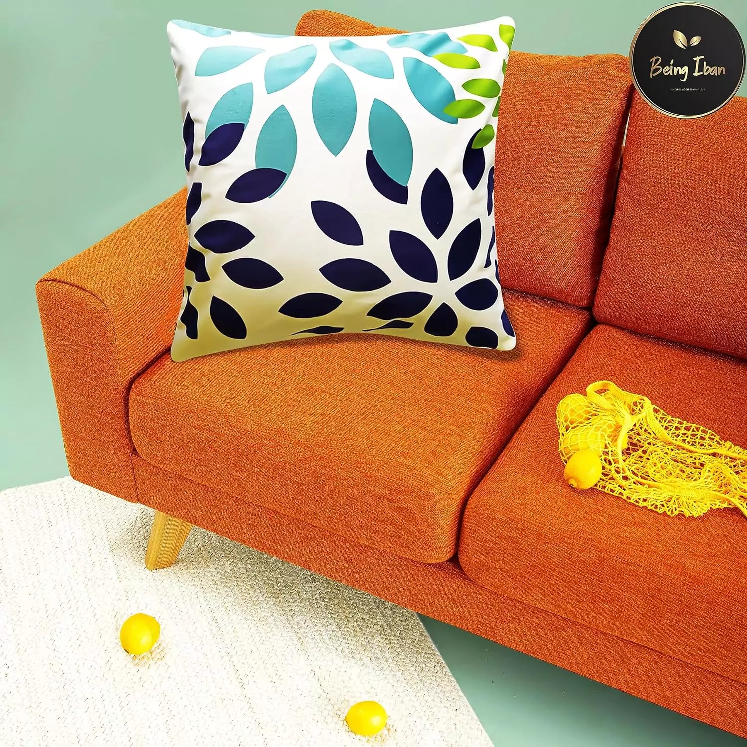 Flower Pillow Covers Decorative Throw Pillow Yellow Blue Floral Pillow Cover 16x16 Set of 4 Cotton Dahlia Teal Cushion Cover for Couch Sofa Bed Room Home Decor Zippered Pillow Cases Turquoise