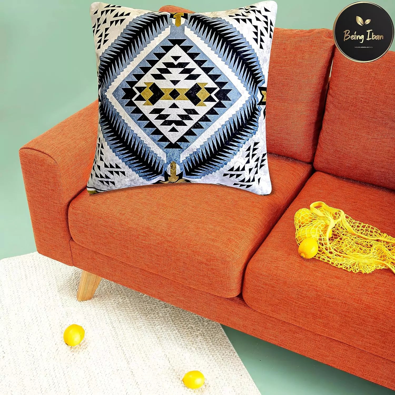Cushion Cases Colorful Aztec Abstract Green Black White Geometric Seamless Pattern Set of 4,Decor Throw Pillow Covers Soft Modern Double-Sided Designs 16X16 Inch