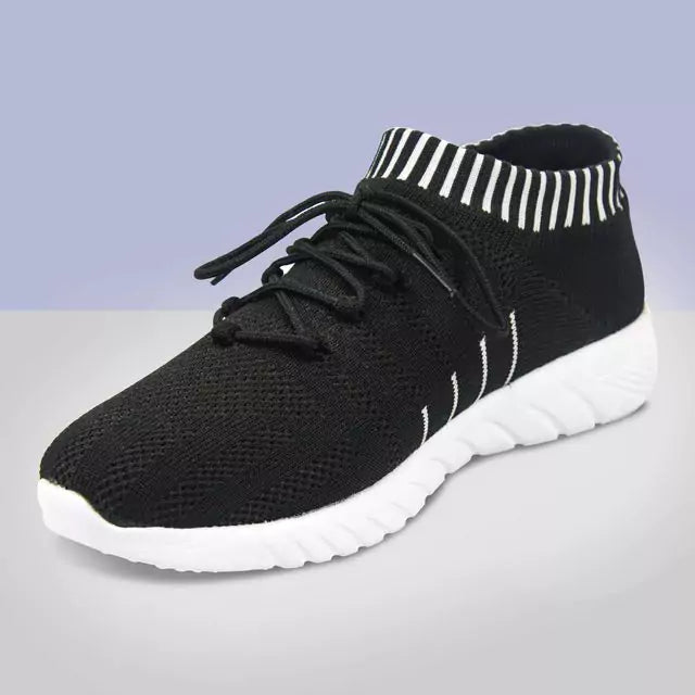 Walking Shoes Women Sock Sneakers Lightweight Comfy Breathable Casual (Black & White)