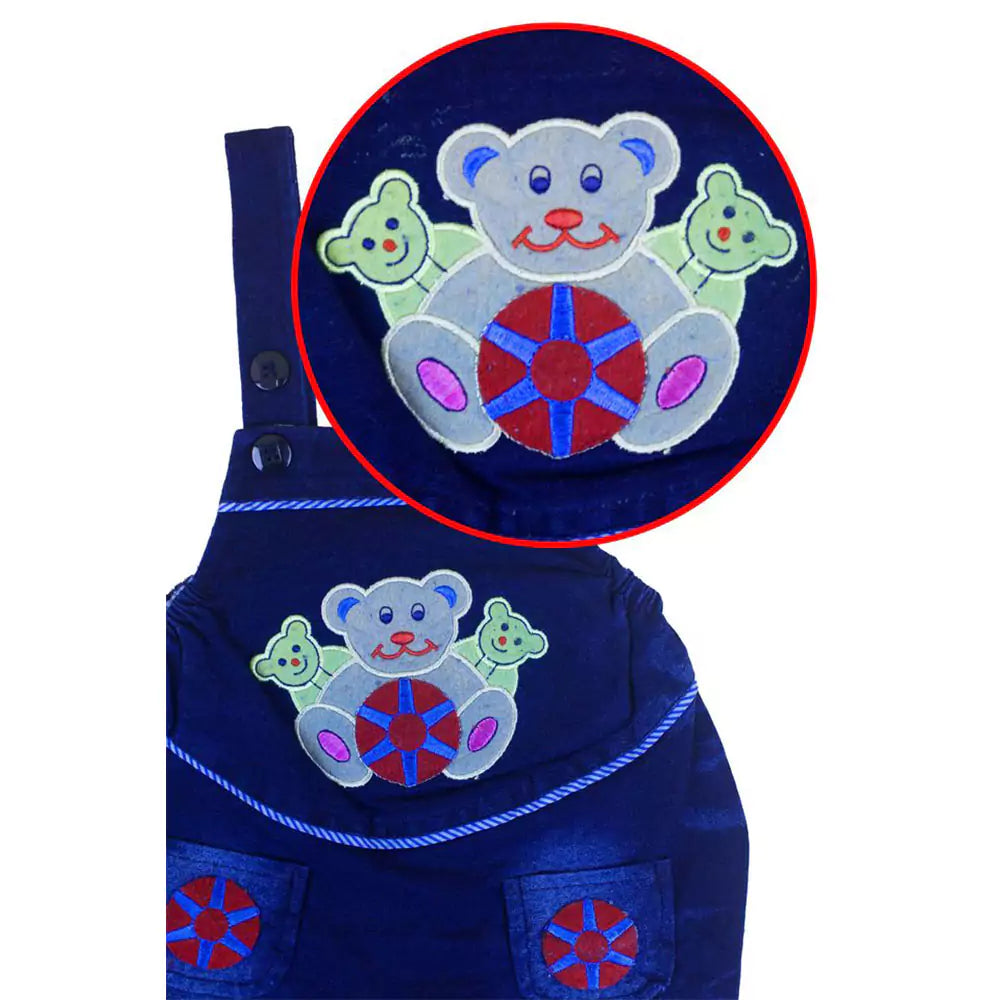 Kids Half Sleeve Denim Dungaree Dress Set with T-shirt for Baby Boys & Baby Girls 100% Cotton