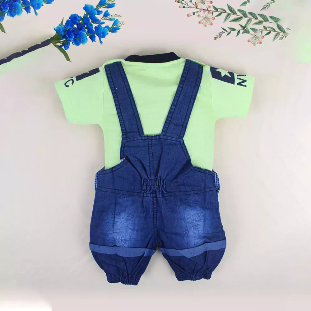 Kids Half Sleeve Denim Dungaree Dress Set with T-shirt for Baby Boys & Baby Girls