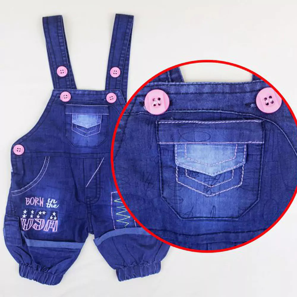 Kids Half Sleeve Denim Dungaree Dress Set with T-shirt for Baby Boys & Baby Girls