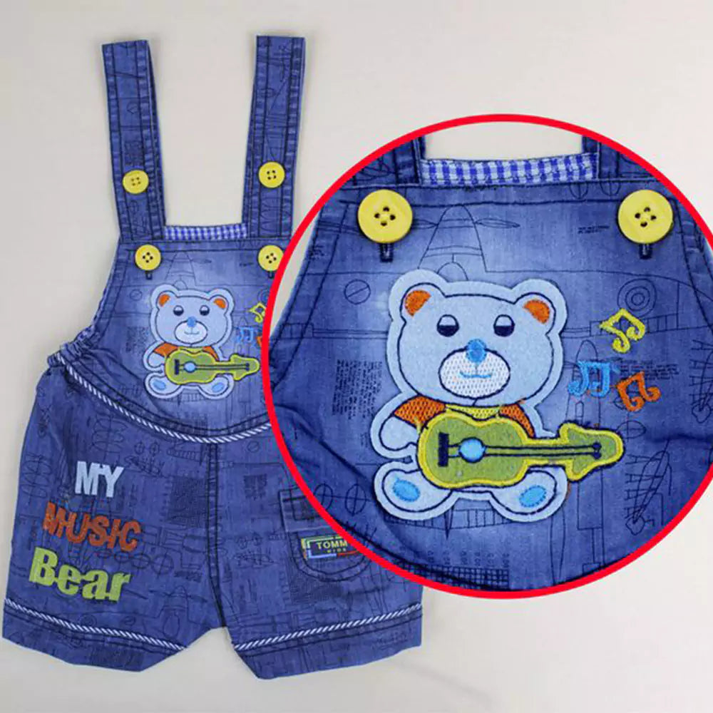 Kids Half Sleeve Denim Dungaree Dress Set with T-shirt for Baby Boys & Baby Girls