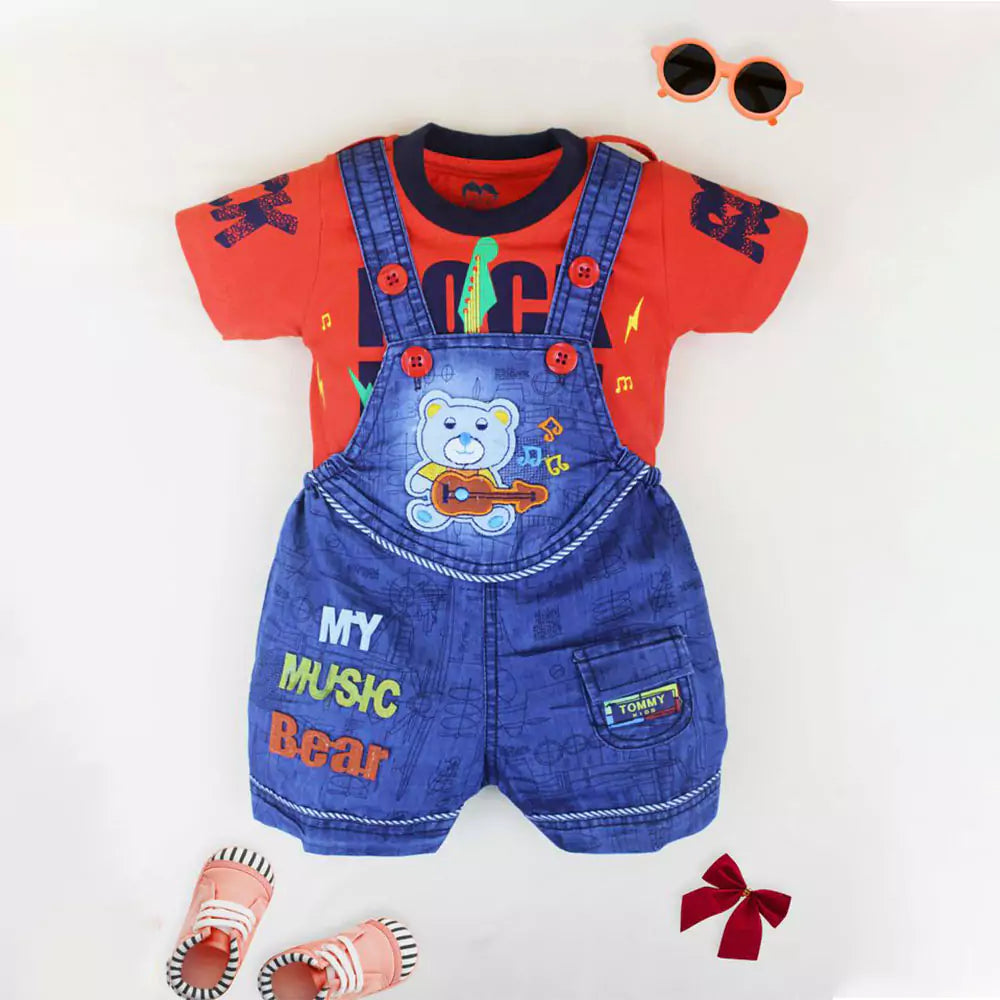 Dungaree Set for Baby Boy and Baby Girl Kids Cotton Clothing Set Baby Boy and Girl Knee Length Cotton Dangare (multi color)