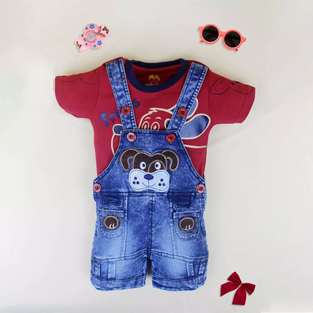 Dungaree Set for Baby Boy and Baby Girl Kids Cotton Clothing Set Baby Boy and Girl Knee Length Cotton Dangare (multi color)