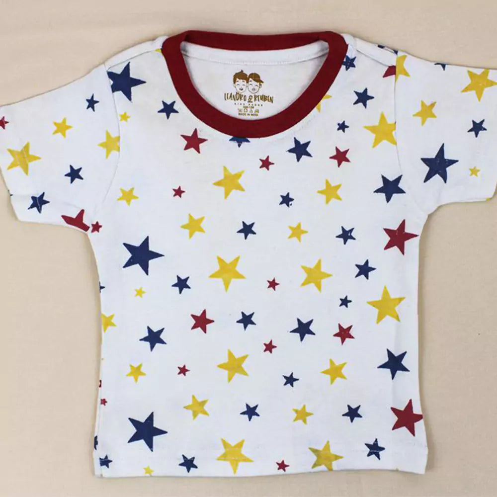 Kids Half Sleeve Denim Dungaree Dress Set with T-shirt for Baby Boys & Baby Girls 100% Cotton