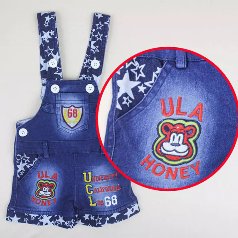 Kids Half Sleeve Denim Dungaree Dress Set with T-shirt for Baby Boys & Baby Girls 100% Cotton