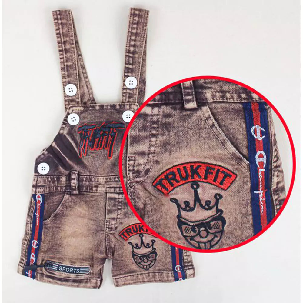 Kids Half Sleeve Denim Dungaree Dress Set with T-shirt for Baby Boys & Baby Girls