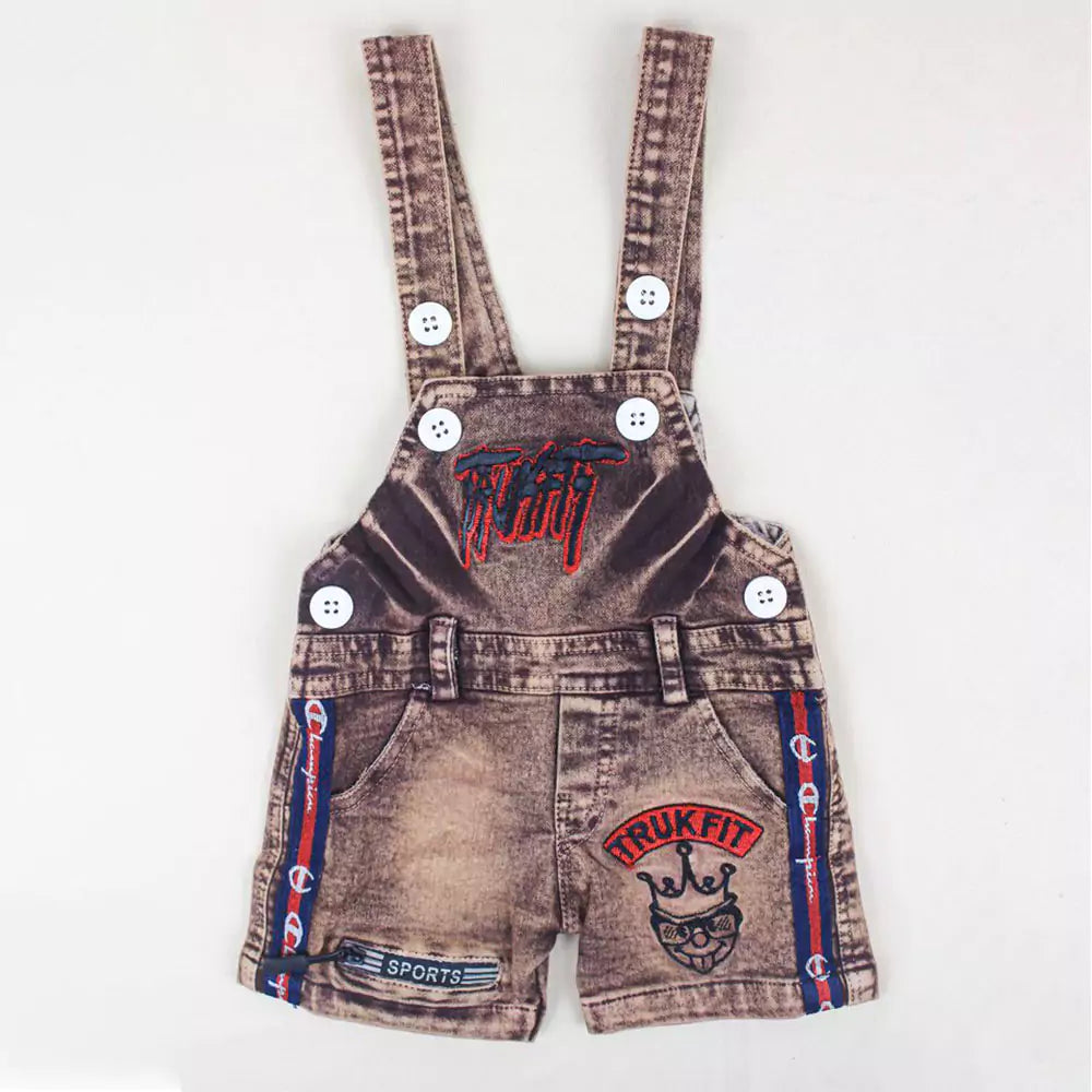Kids Half Sleeve Denim Dungaree Dress Set with T-shirt for Baby Boys & Baby Girls