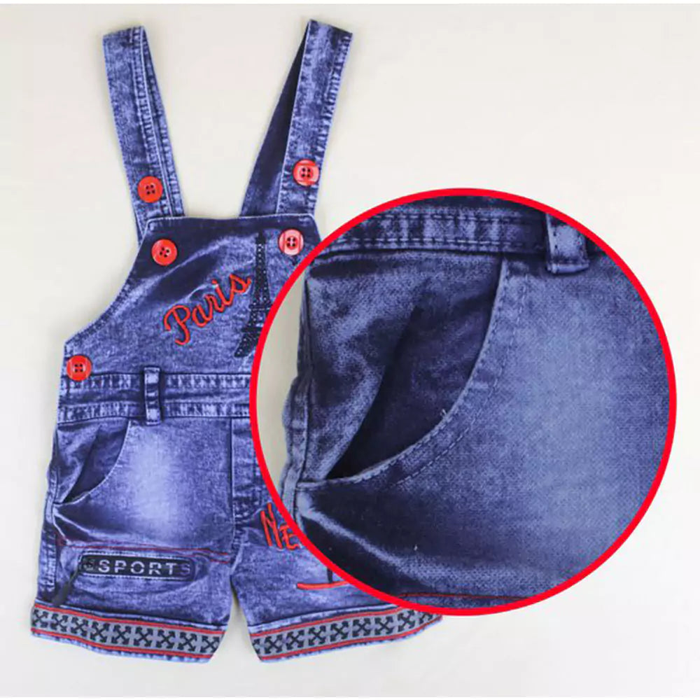 Kids Half Sleeve Denim Dungaree Dress Set with T-shirt for Baby Boys & Baby Girls