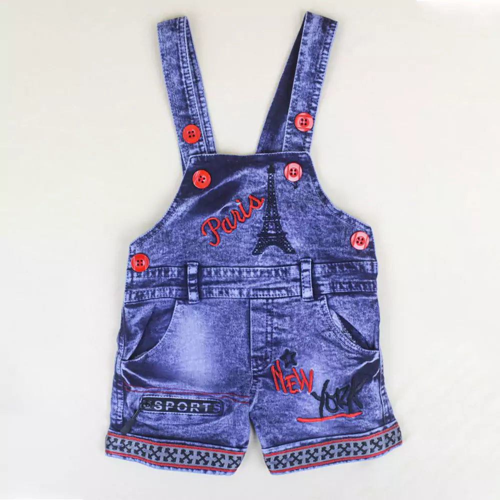 Kids Half Sleeve Denim Dungaree Dress Set with T-shirt for Baby Boys & Baby Girls