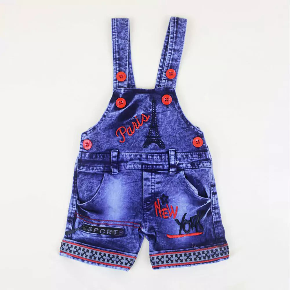 Kids Half Sleeve Denim Dungaree Dress Set with T-shirt for Baby Boys & Baby Girls