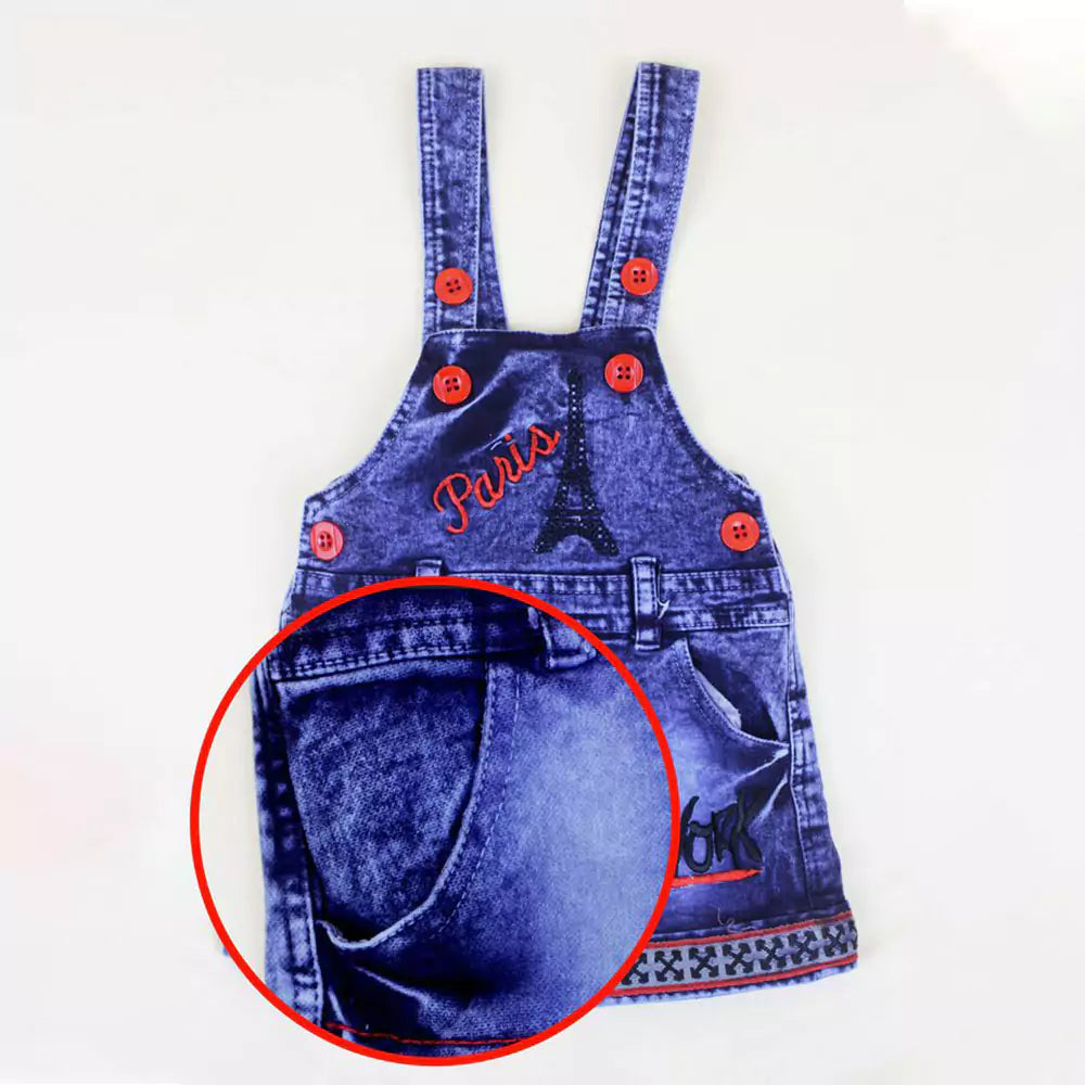 Kids Half Sleeve Denim Dungaree Dress Set with T-shirt for Baby Boys & Baby Girls