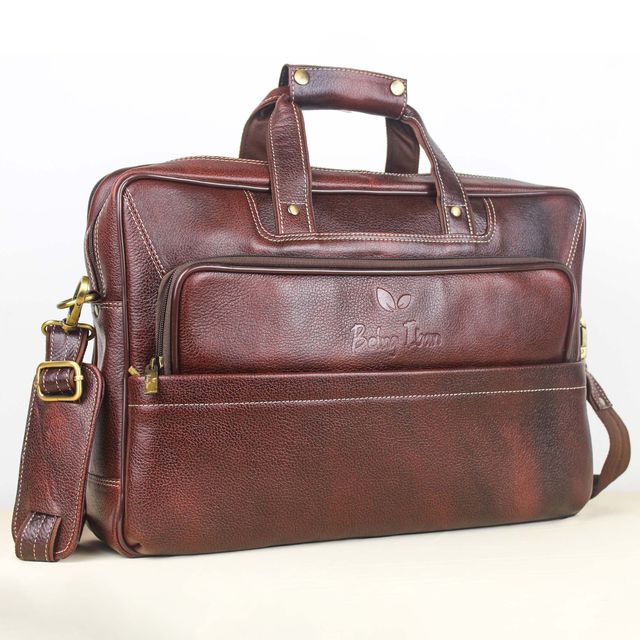 Laptop Messenger Bags/Leather Bag for Men with Adjustable Shoulder Strap_Bombay Brown
