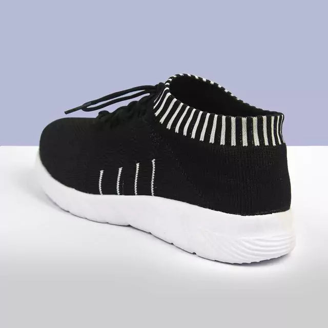 Walking Shoes Women Sock Sneakers Lightweight Comfy Breathable Casual (Black & White)
