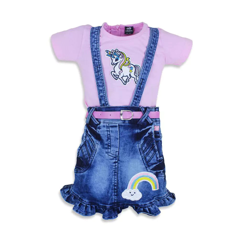 Baby Girls Outfits Unicorn Printed Navy Blue T-Shirt Tops Baba Suit
