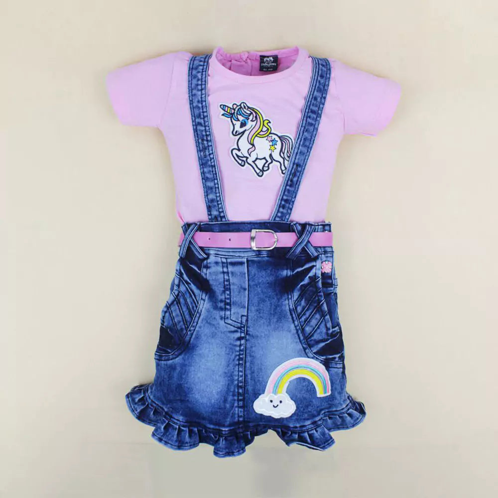 Baby Girls Outfits Unicorn Printed Navy Blue T-Shirt Tops Baba Suit
