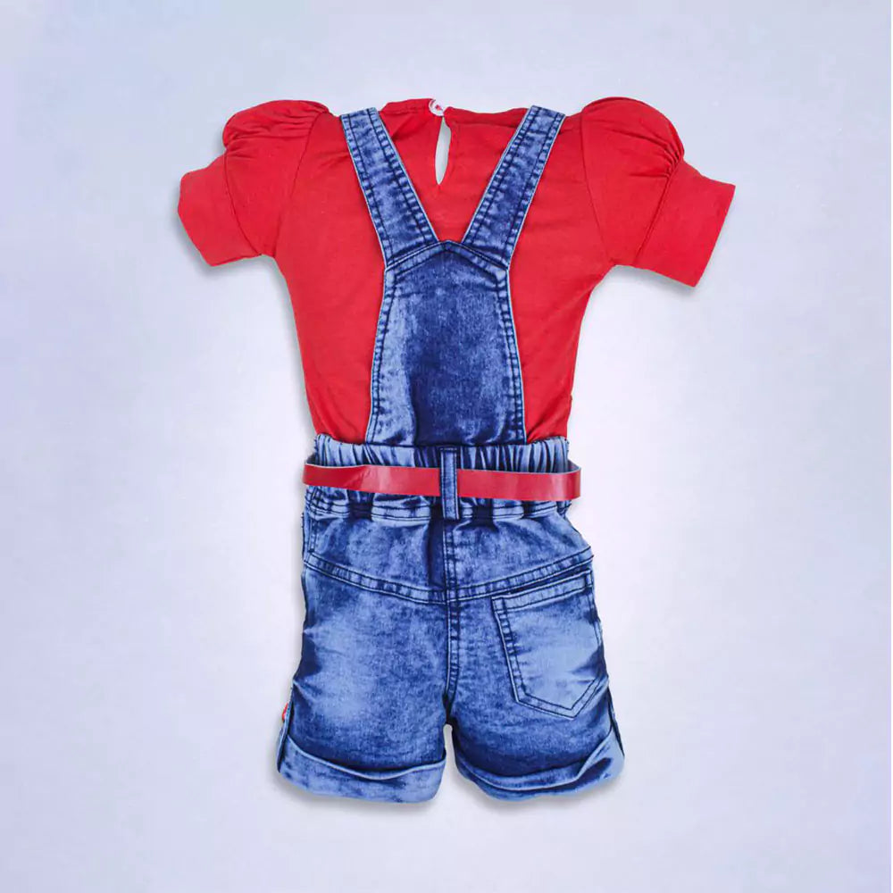 Baby Girls Outfits Unicorn Printed Red T-Shirt Tops Baba Suit (red & blue)