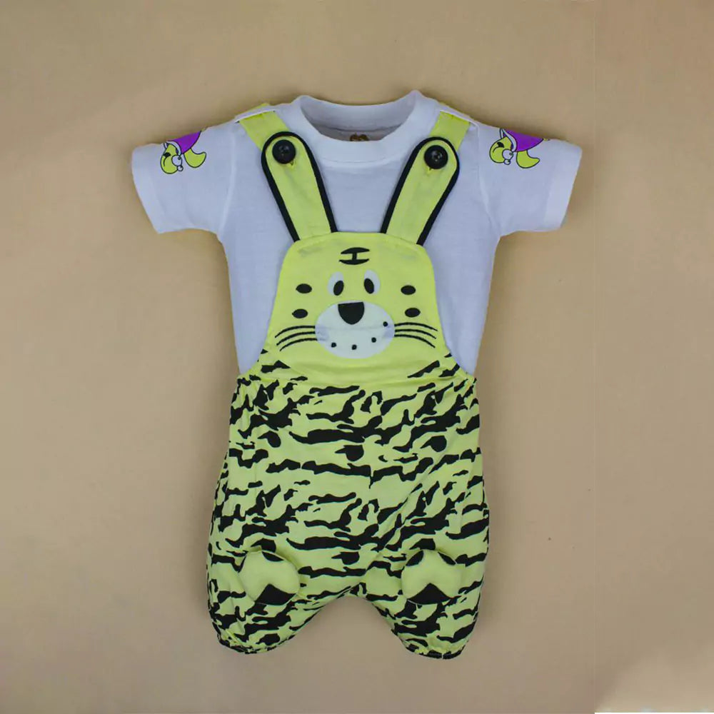 Baby Girls Outfits Unisex Animal Printed Mustard T-Shirt Tops (White & Yellow)