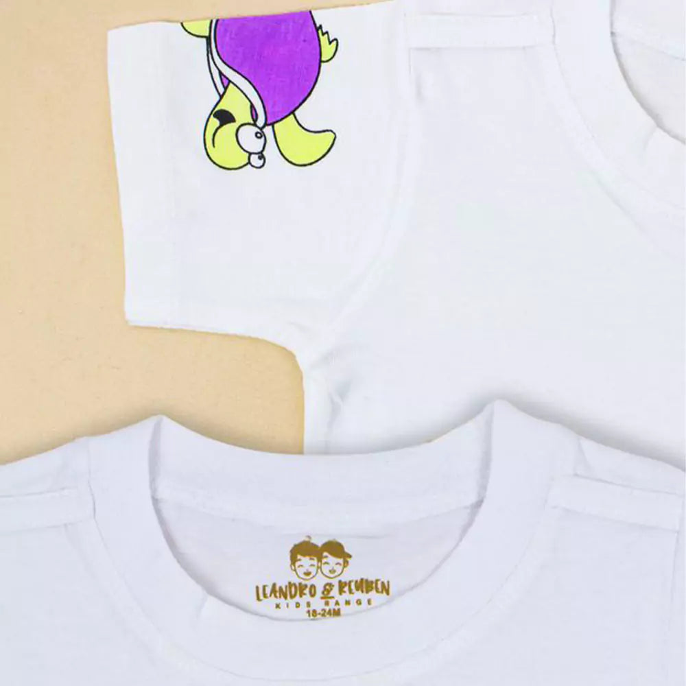 Baby Girls Outfits Unisex Animal Printed Mustard T-Shirt Tops (White & Yellow)
