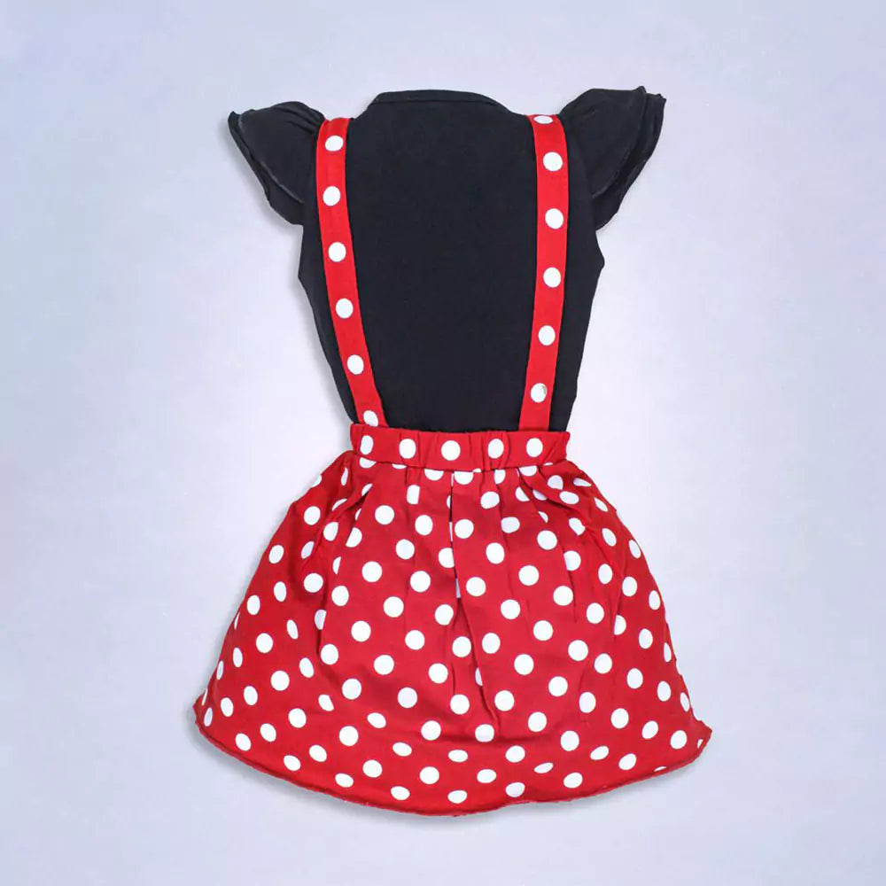 Girls Summer Dress Short Sleeve Cold Shoulder Black & Red