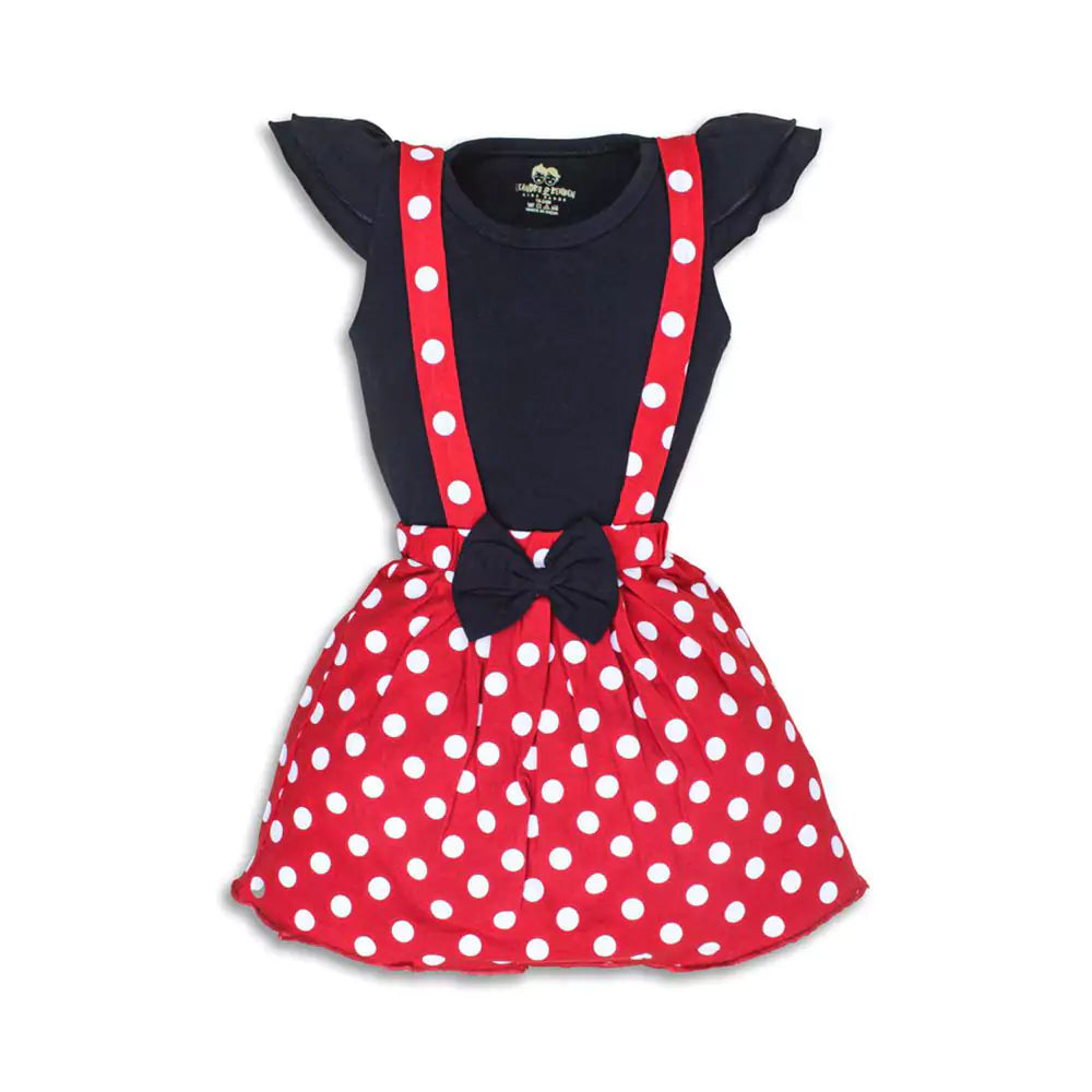Girls Summer Dress Short Sleeve Cold Shoulder Black & Red