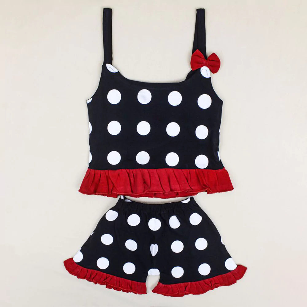 Baby Outfits Infant Sleeveless Printed Top & Pant Set For Baby Girls Black Printed Top With Short 2Pcs Summer Cotton Clothes Set Toddler Clothes