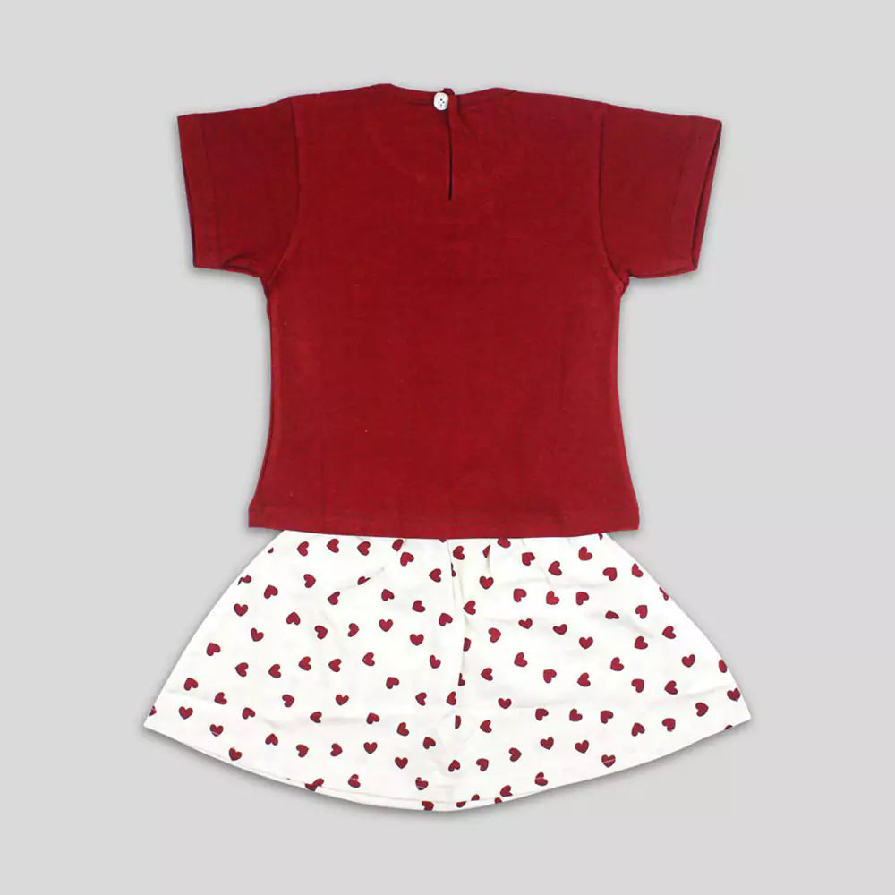 Girl Short Sleeve Tee Top And Skirt Set