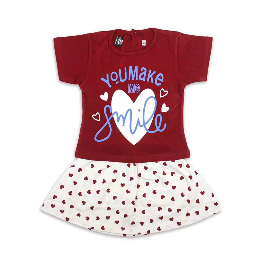 Girl Short Sleeve Tee Top And Skirt Set