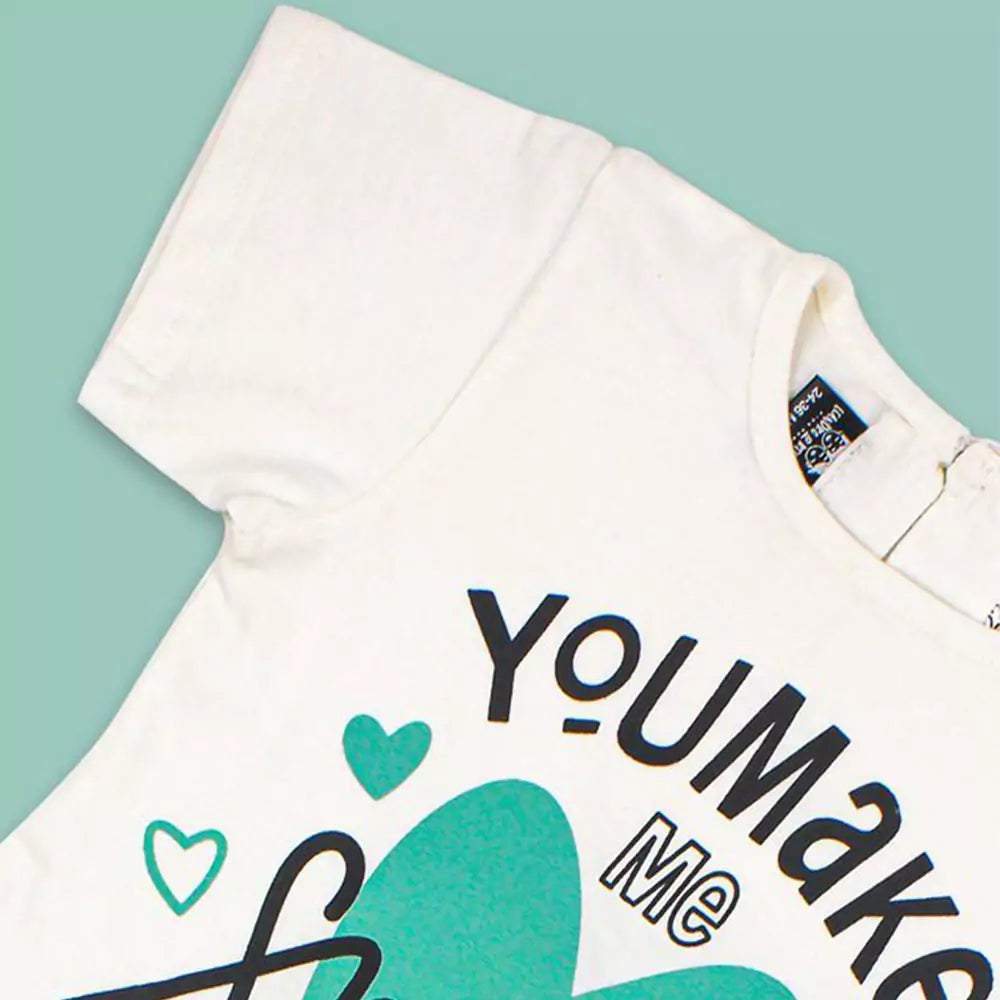 Girl Short Sleeve Tee Top And Skirt Set (White)
