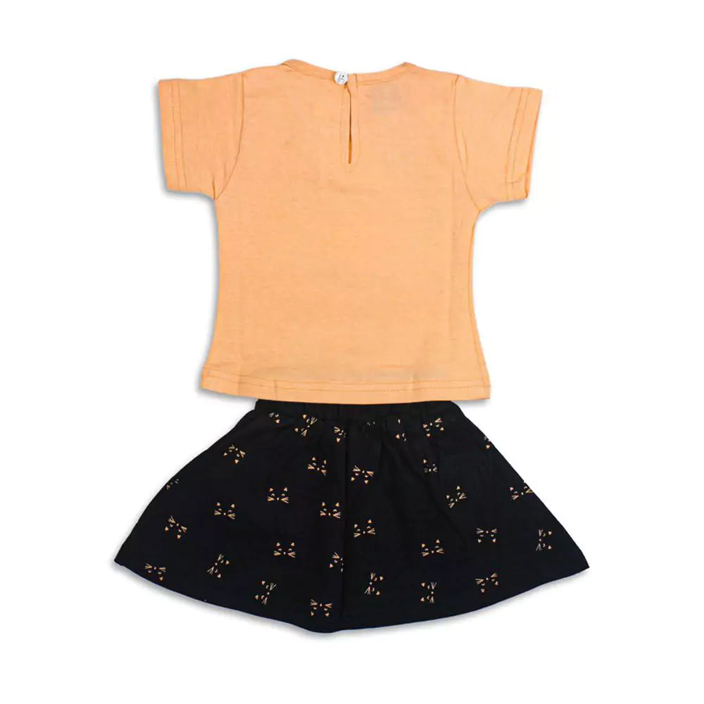 Girl Short Sleeve Tee Top And Skirt Set