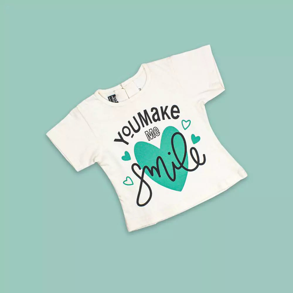 Girl Short Sleeve Tee Top And Skirt Set (White)