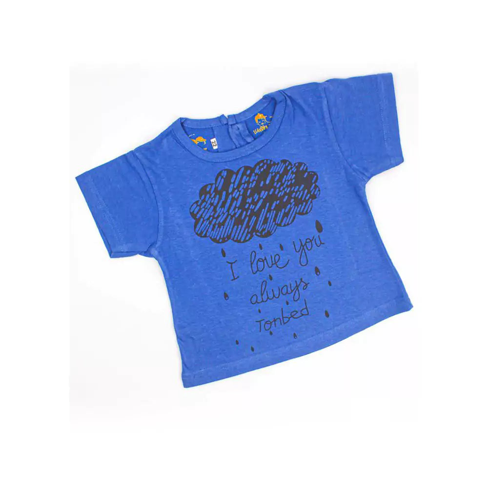 Girl Short Sleeve Tee Top And Skirt Set (Blue)
