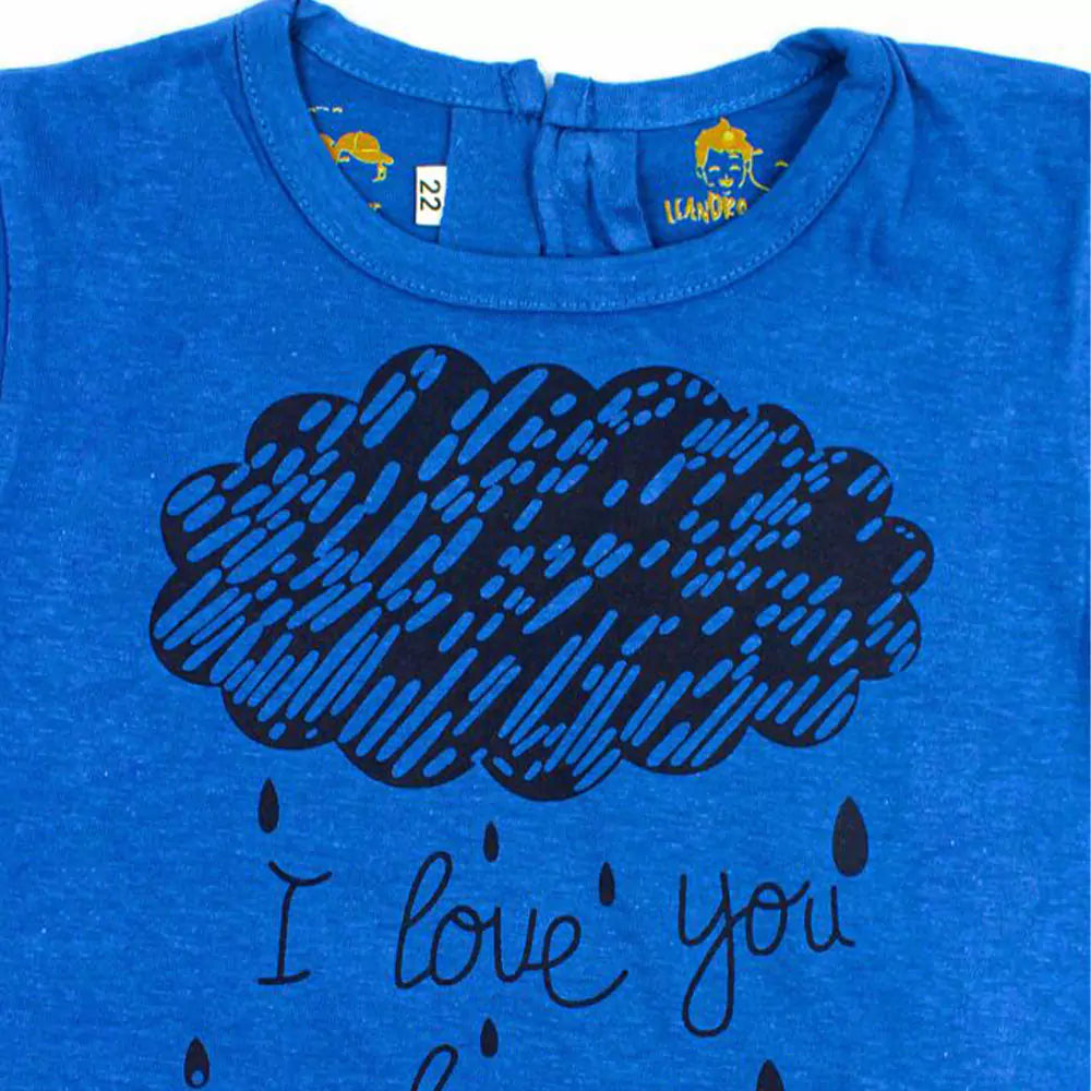Girl Short Sleeve Tee Top And Skirt Set (Blue)